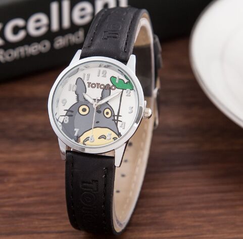 2017 Fashion Cartoon Watch Women Totoro Pattern Quartz Watches Ladies Kids Casual Dress Wristwatches Clock Gift 10pcs/lot