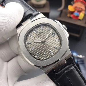 Patek- Philippe- New Automatic Mechanical Men Watch Silver Blue Stainless Steel Transparent Sapphire Glass Glide Watches 9633